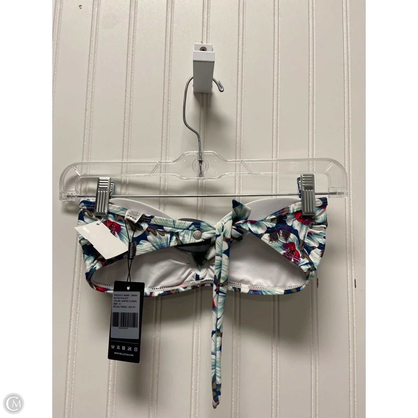 Swimsuit Top By Clothes Mentor In Blue & White, Size: S