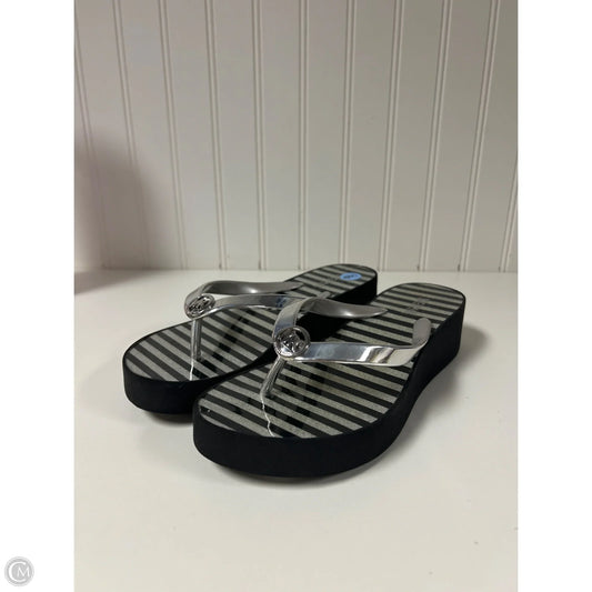 Sandals Flip Flops By Michael By Michael Kors In Striped Pattern, Size: 6