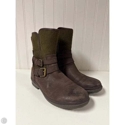 Boots Designer By Ugg In Brown & Green, Size: 7