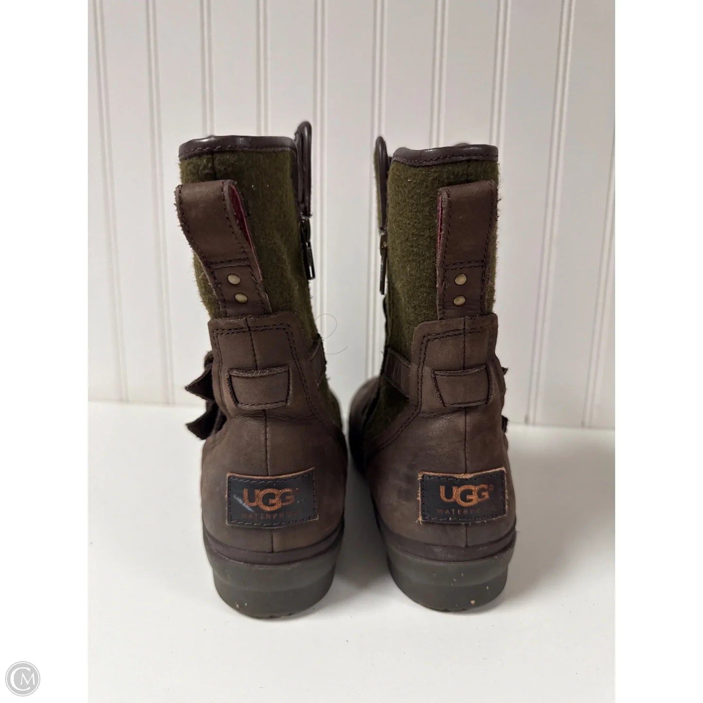 Boots Designer By Ugg In Brown & Green, Size: 7