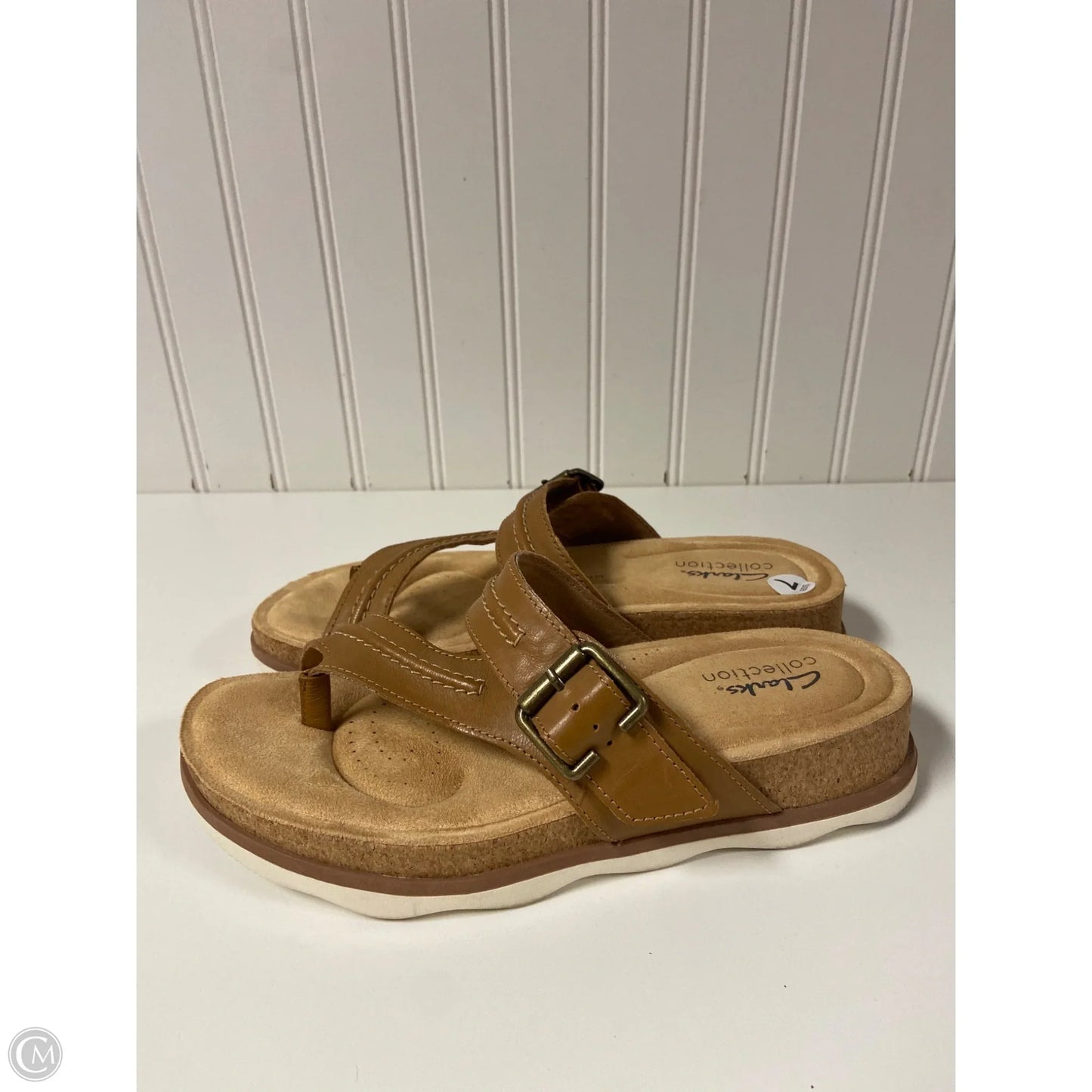 Sandals Flats By Clarks In Tan, Size: 7