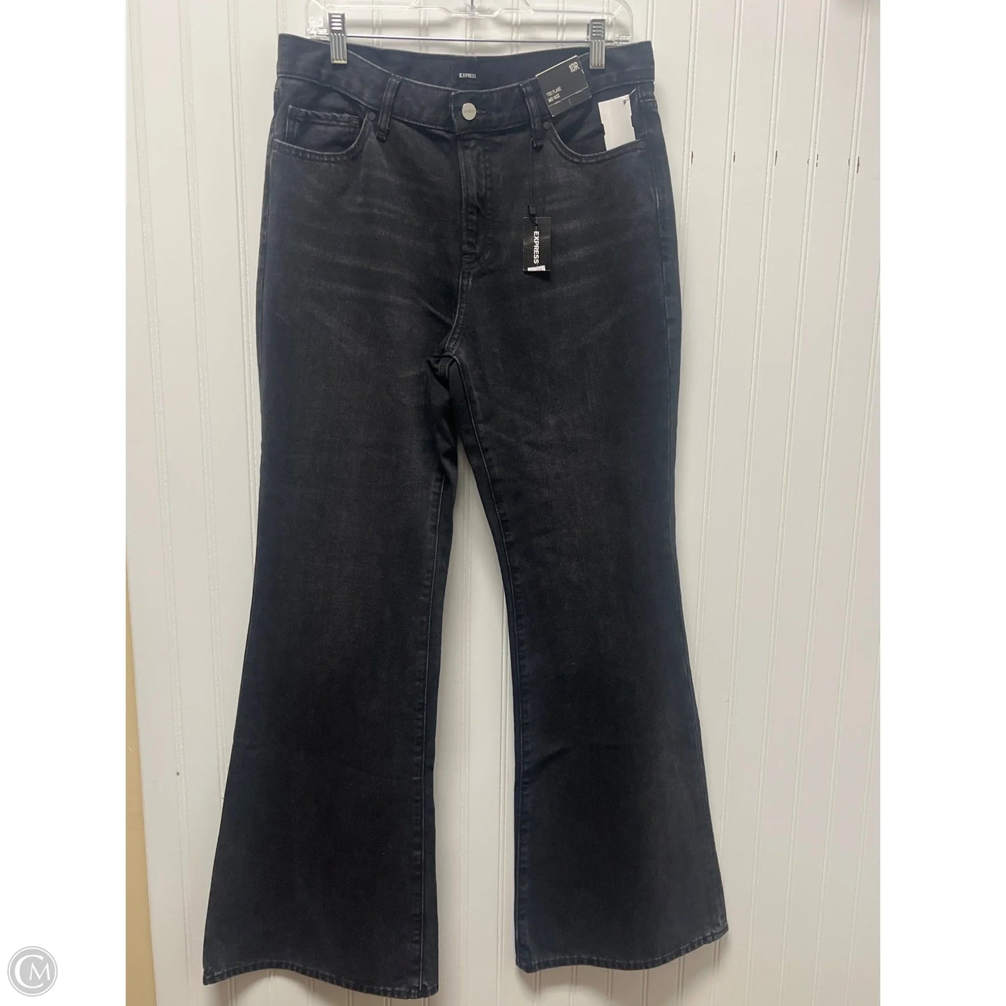 Jeans Flared By Express In Black Denim, Size: 10