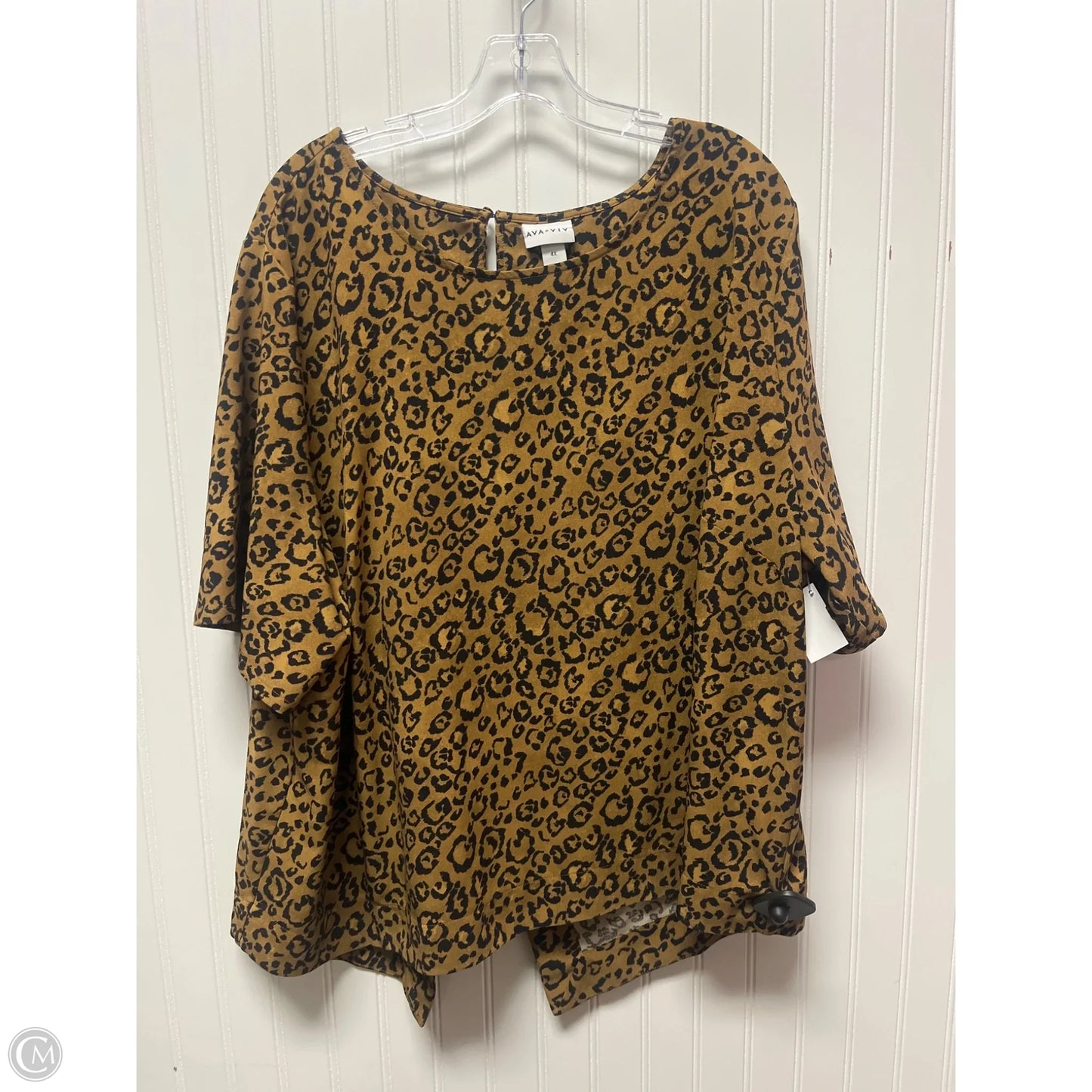 Top Short Sleeve By Ava & Viv In Animal Print, Size: 4x