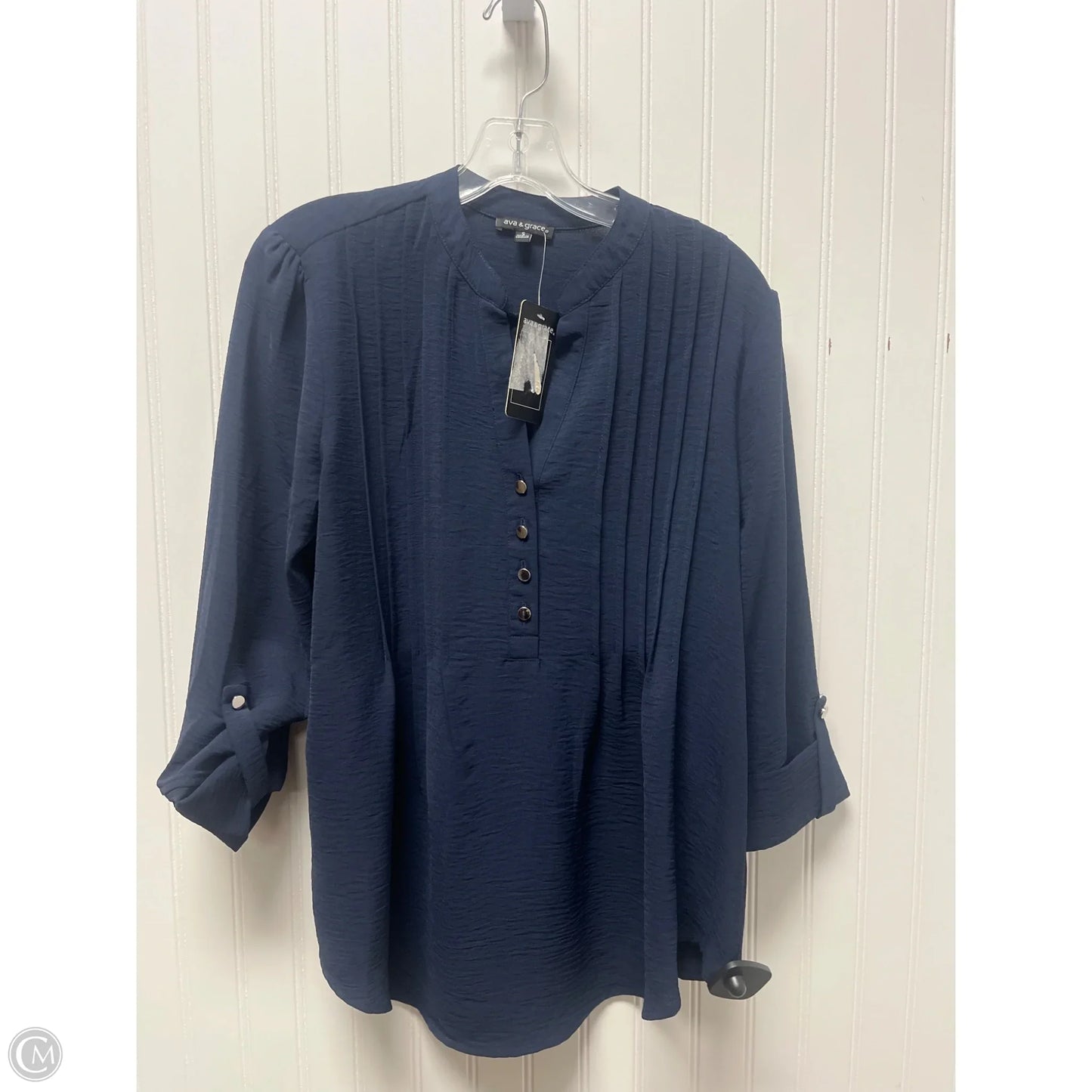 Top Long Sleeve By Clothes Mentor In Navy, Size: S