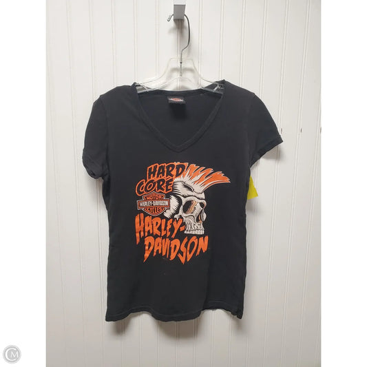 Top Short Sleeve By Harley Davidson In Black & Orange, Size: S