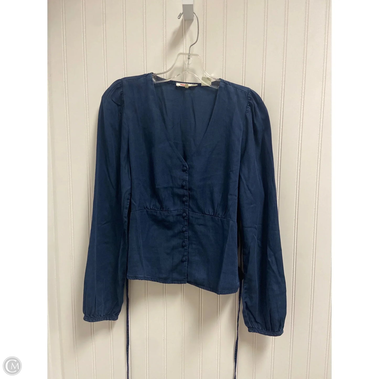 Top Long Sleeve By Levis In Blue Denim, Size: S