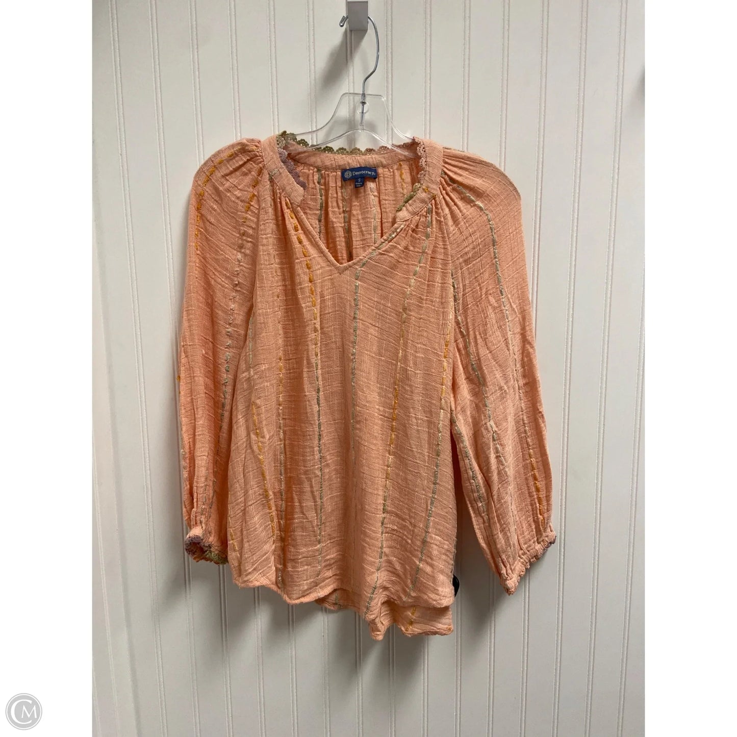 Top Long Sleeve By Democracy In Orange, Size: S