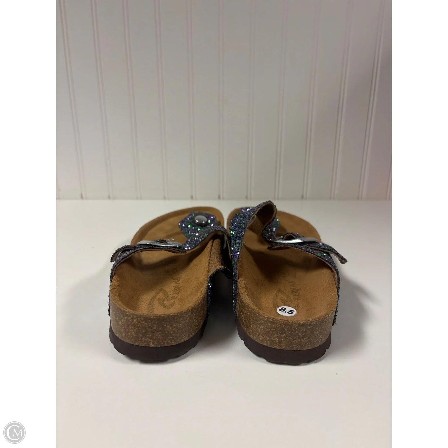 Sandals Flats By Clothes Mentor In Green & Purple, Size: 8.5