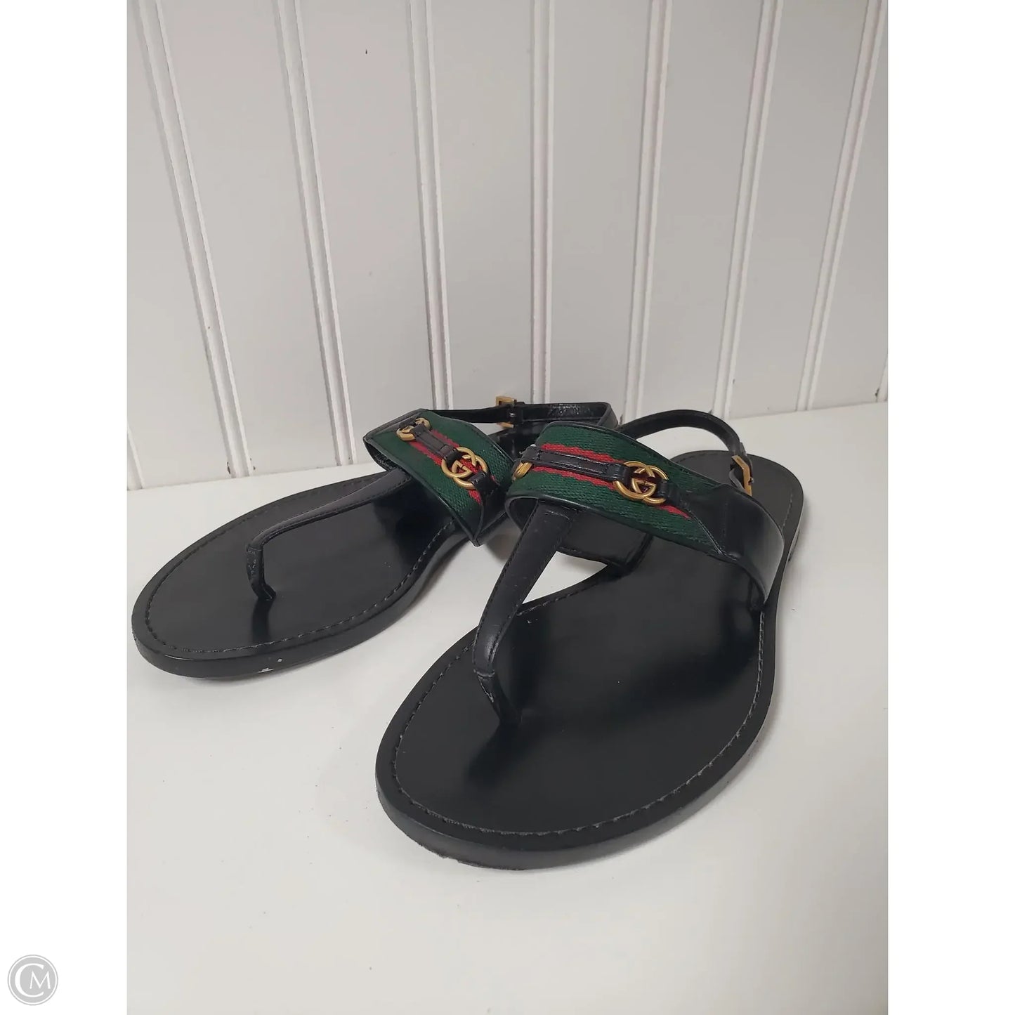 Sandals Luxury Designer By Gucci In Black, Size: 5.5