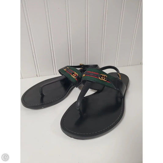 Sandals Luxury Designer By Gucci In Black, Size: 5.5