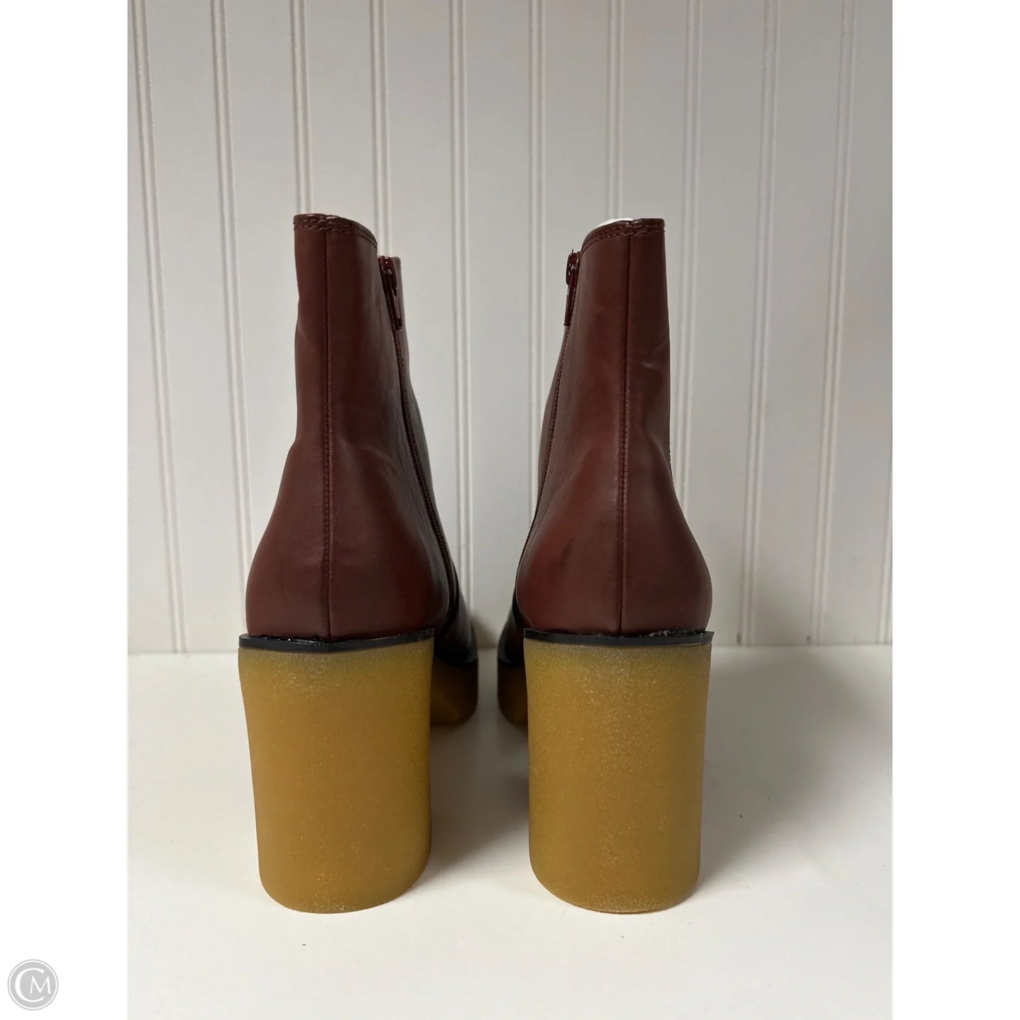 Boots Ankle Heels By Clothes Mentor In Maroon, Size: 11