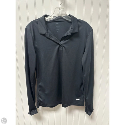 Athletic Top Long Sleeve Collar By Nike In Black, Size: Sp