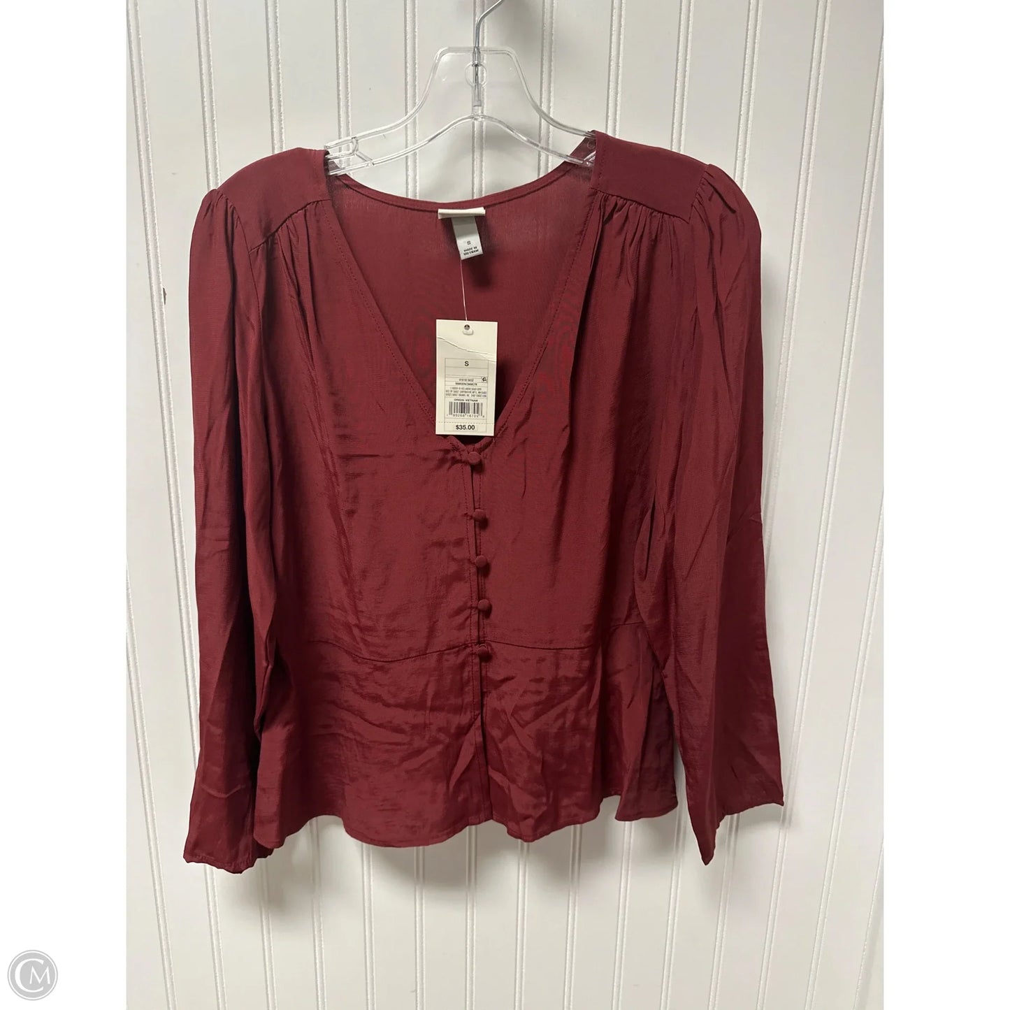Top Long Sleeve By A New Day In Maroon, Size: S