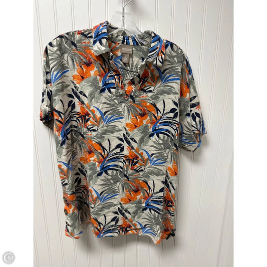 Top Short Sleeve By Chicos In Tropical Print, Size: L