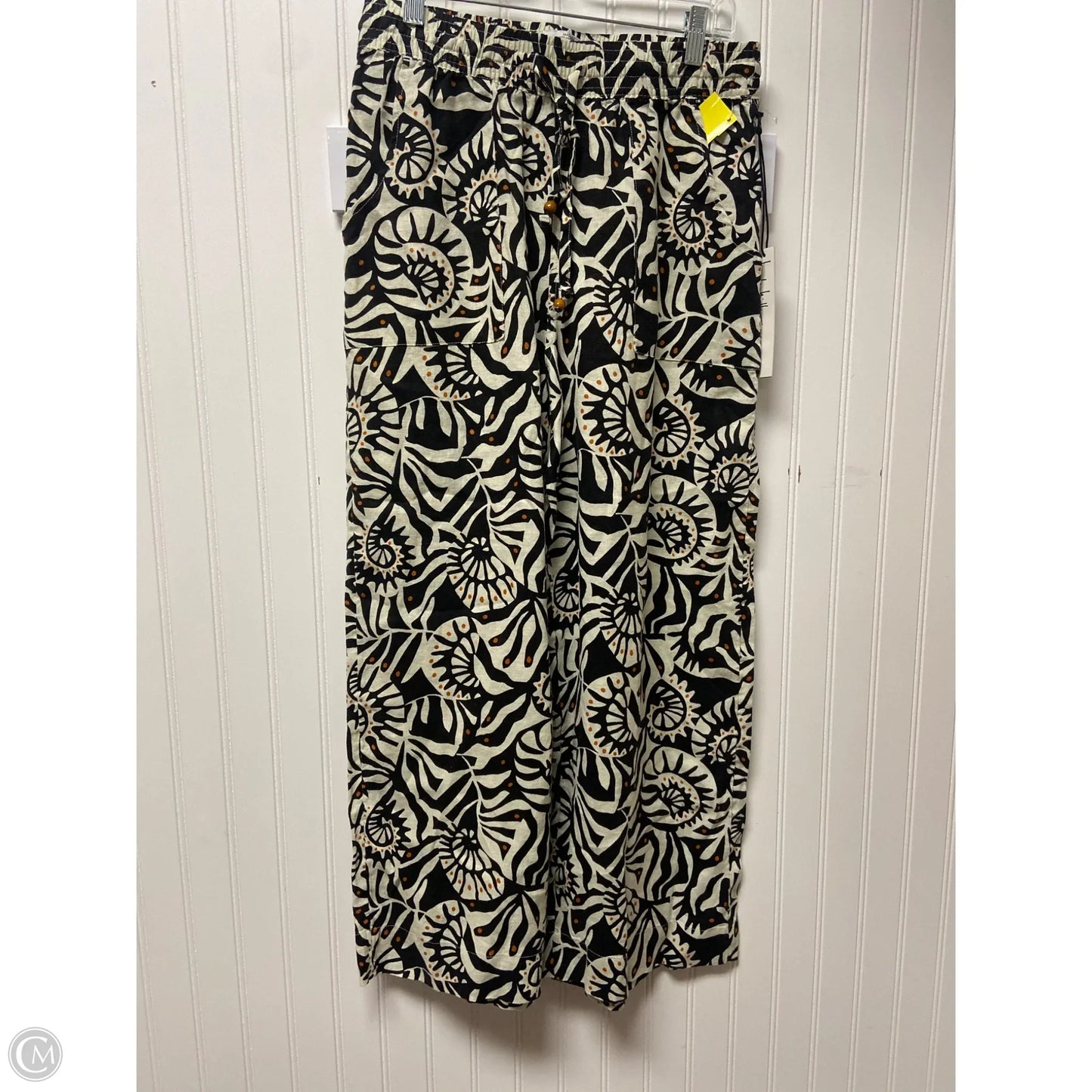 Pants Linen By Nicole By Nicole Miller In Black & Cream, Size: 8