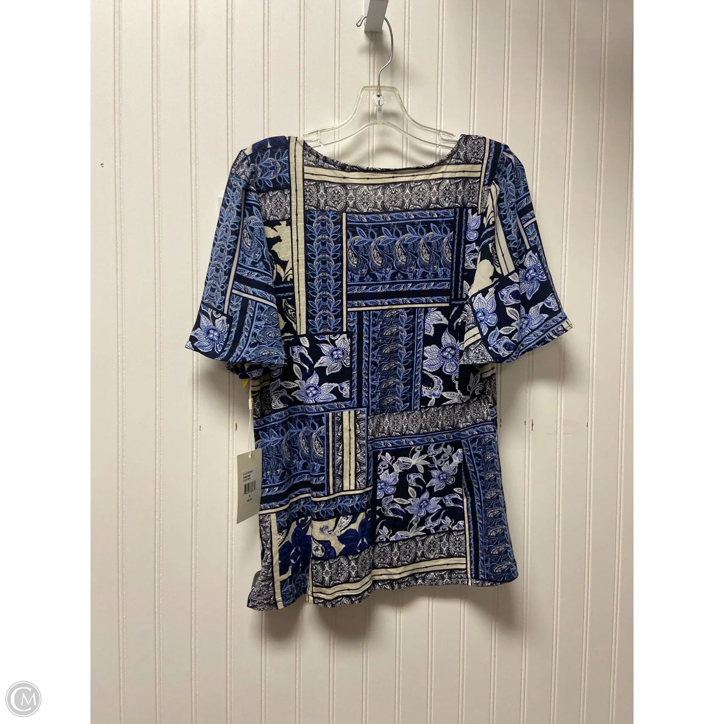 Top Short Sleeve Basic By Sunny Leigh In Blue & White, Size: M