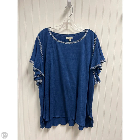 Top Short Sleeve By Max Studio In Blue, Size: 3x