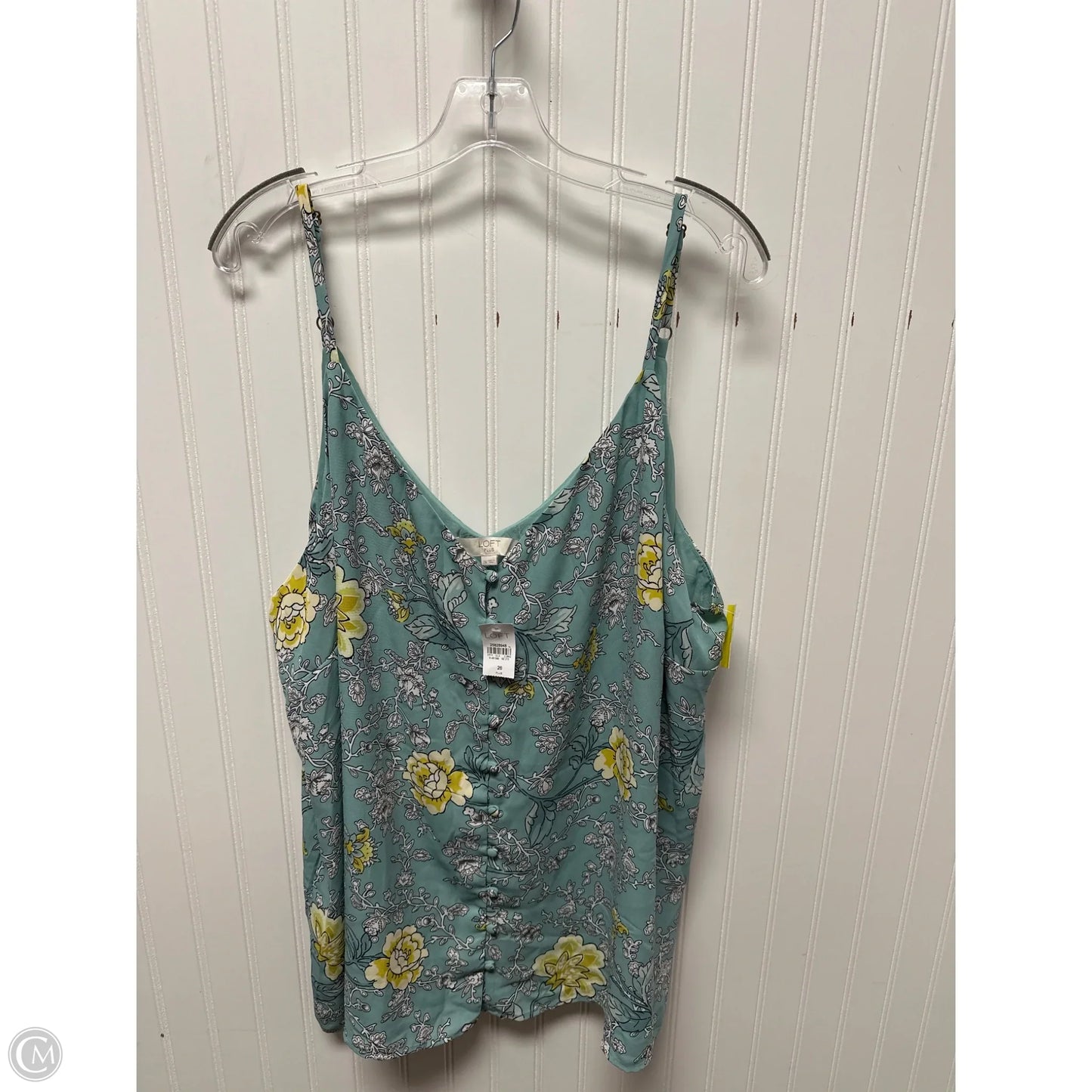 Top Sleeveless By Loft In Blue & Yellow, Size: 3x