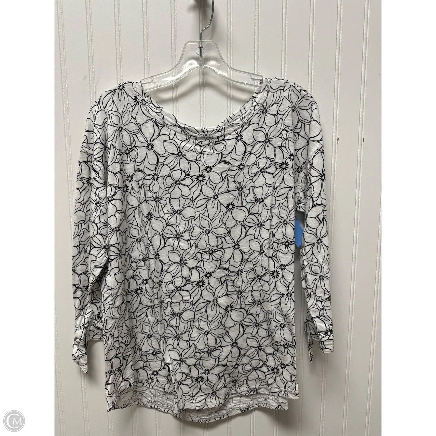 Top Long Sleeve Basic By Talbots In Black & White, Size: S