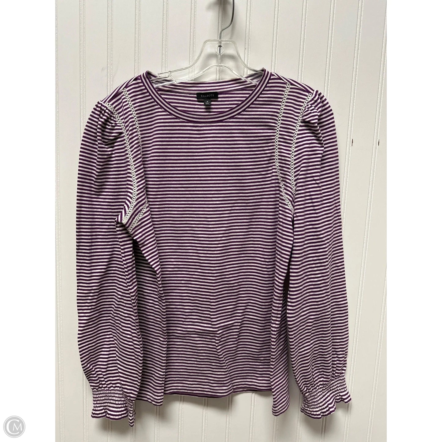 Top Long Sleeve Basic By Talbots In Striped Pattern, Size: M