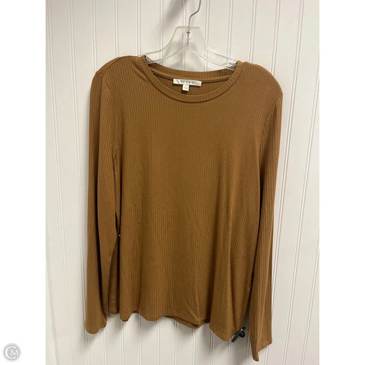 Top Long Sleeve Basic By Cyrus In Tan, Size: L