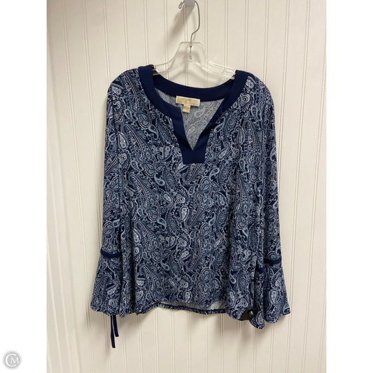 Top Long Sleeve By Michael By Michael Kors In Blue & White, Size: Xl