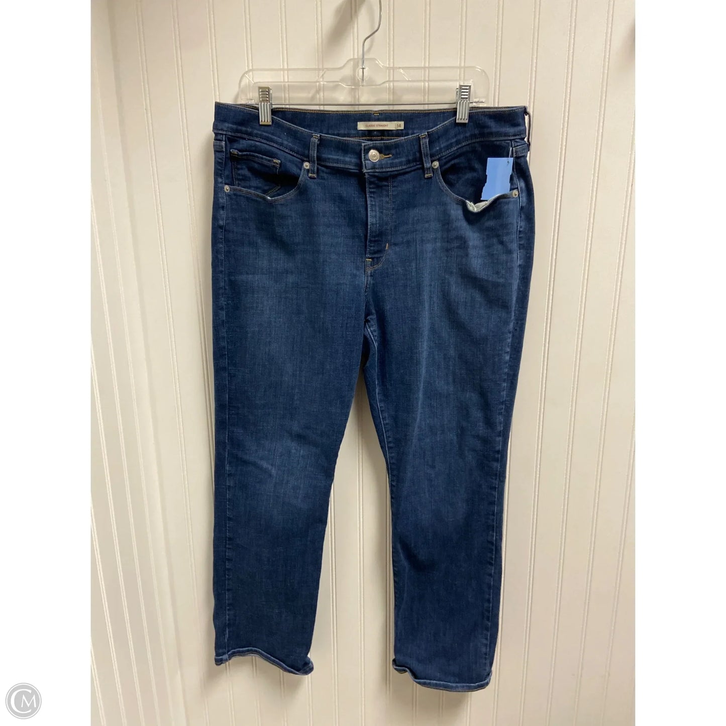 Jeans Straight By Levis In Blue Denim, Size: 14