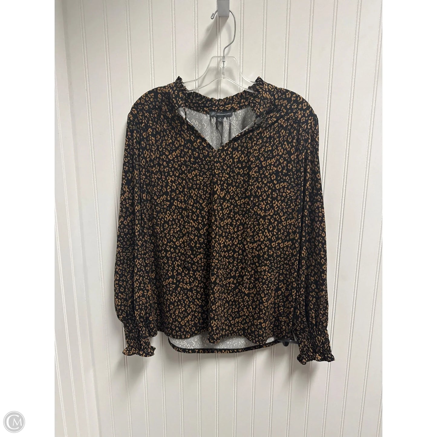 Top Long Sleeve By Adrianna Papell In Black & Brown, Size: M