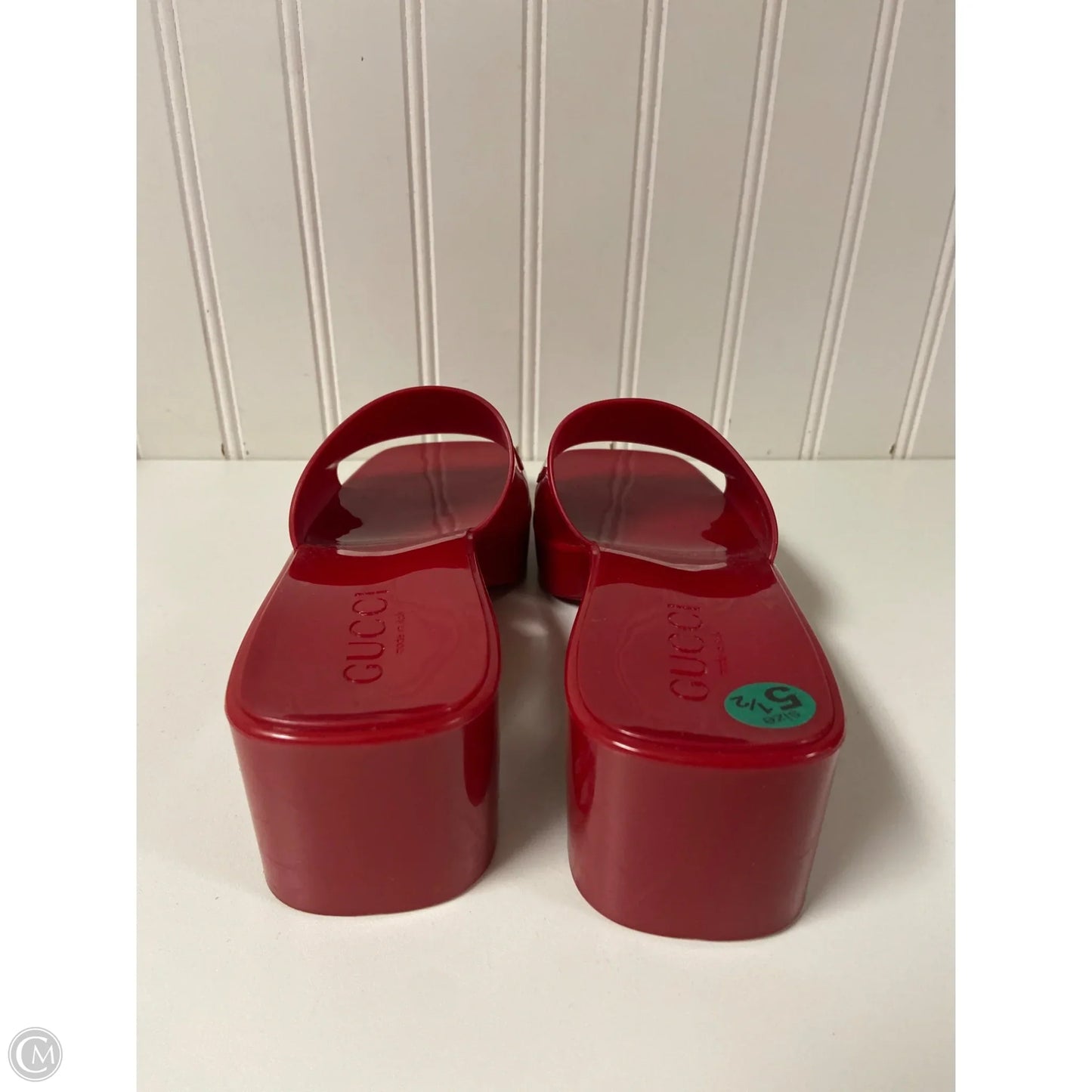 Sandals Luxury Designer By Gucci In Red, Size: 5.5 or 36