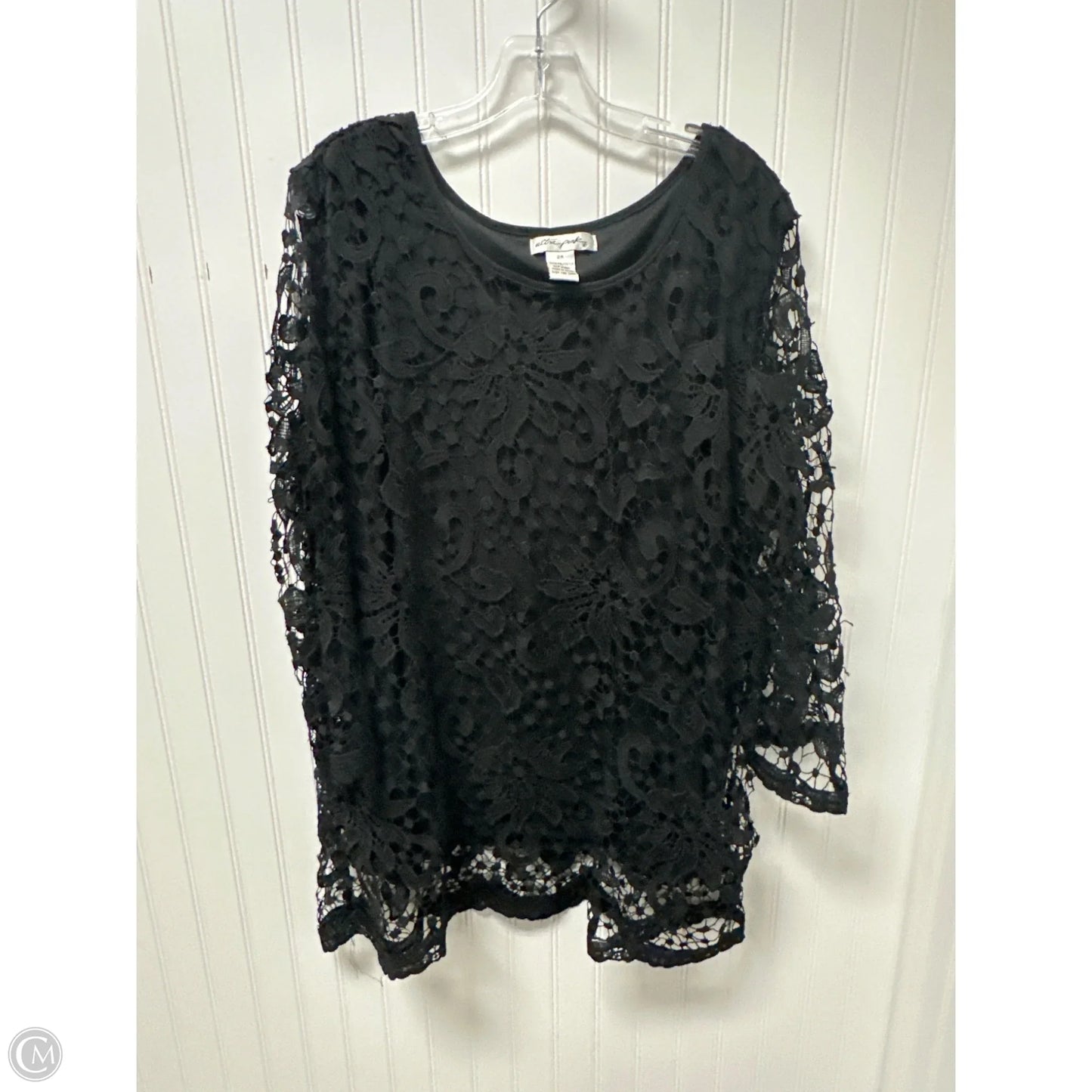 Top Long Sleeve By Ultra Pink In Black, Size: 2x
