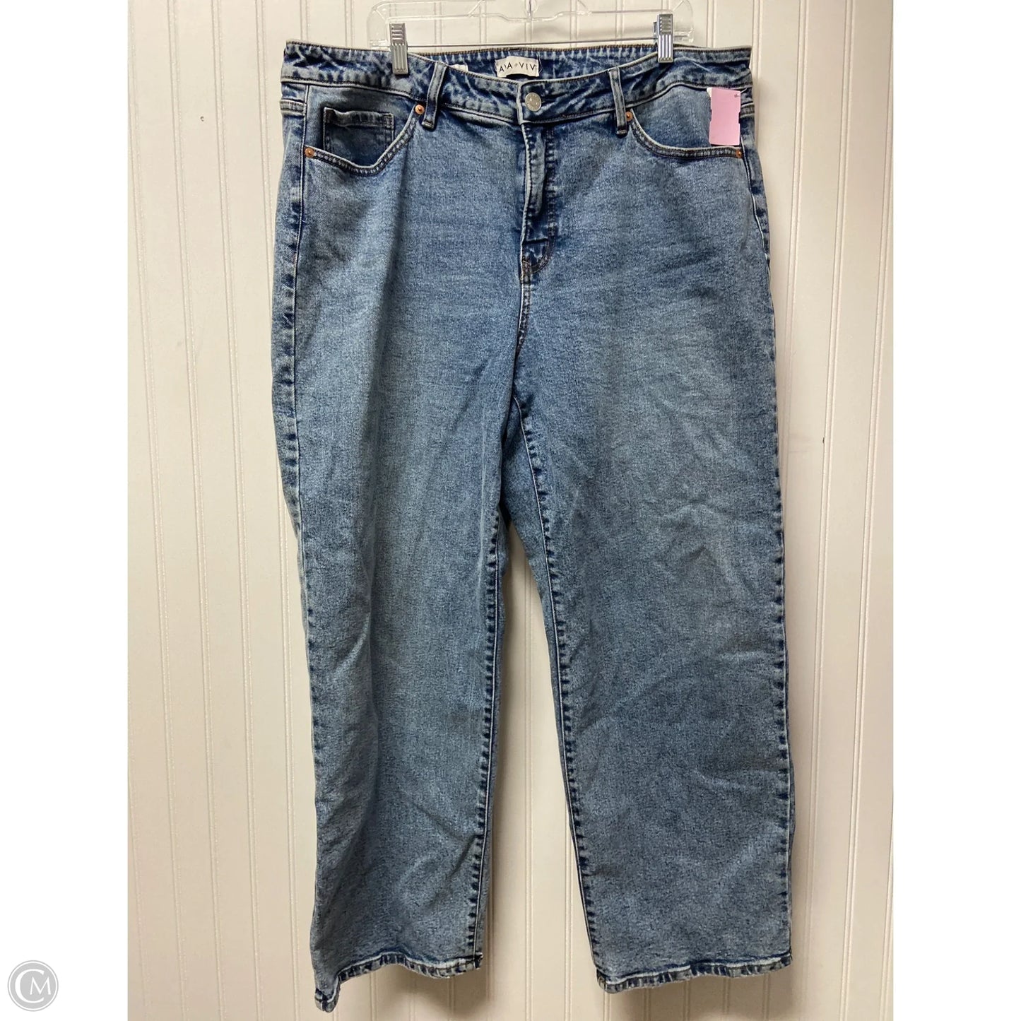 Jeans Straight By Ava & Viv In Blue Denim, Size: 18