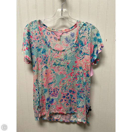 Top Short Sleeve Designer By Lilly Pulitzer In Multi-colored, Size: M