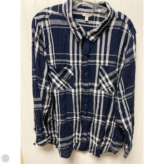 Top Long Sleeve Basic By Lucky Brand In Plaid Pattern, Size: Xl