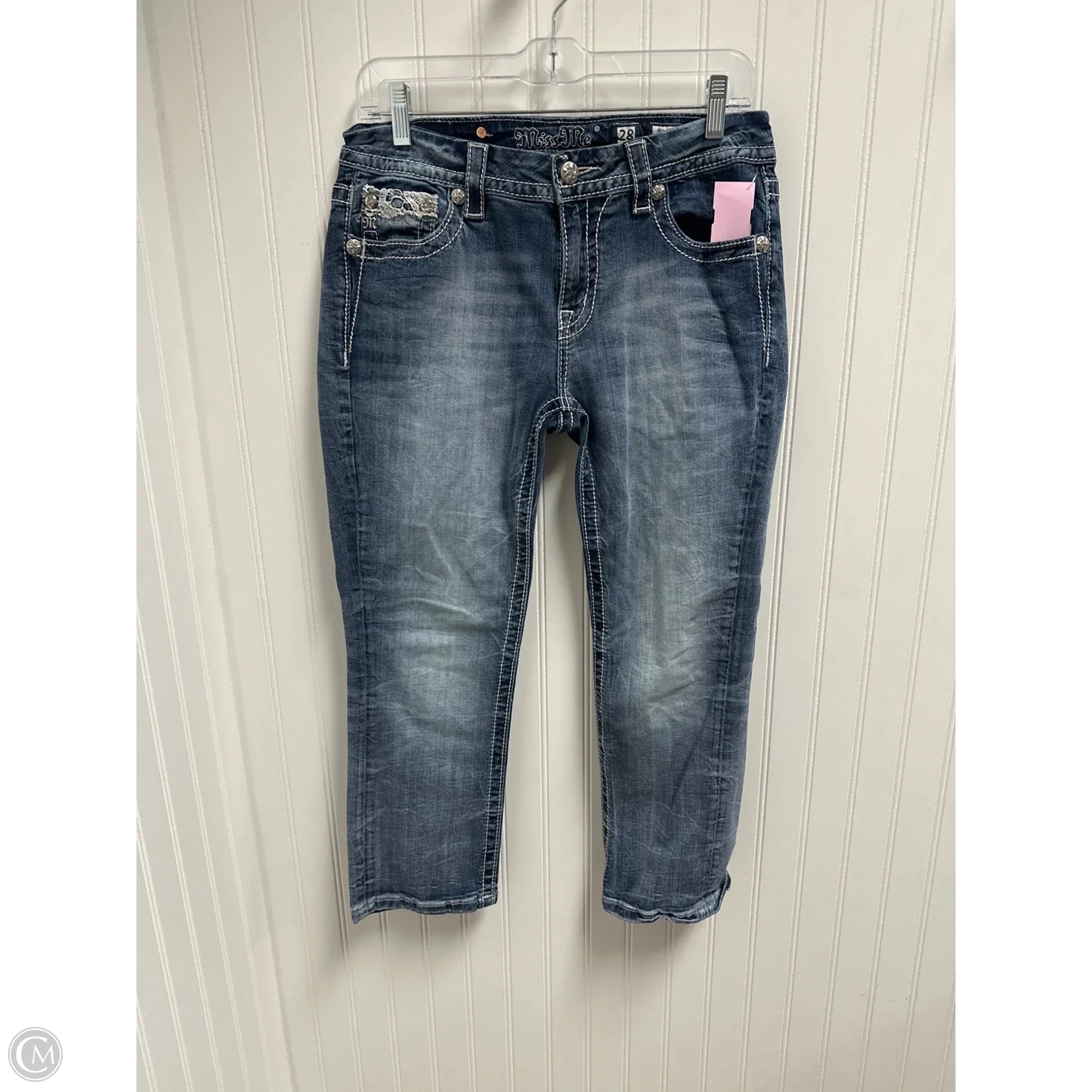 Jeans Cropped By Miss Me In Blue Denim, Size: 6