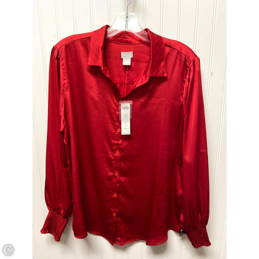 Top Long Sleeve By Chicos In Red, Size: L