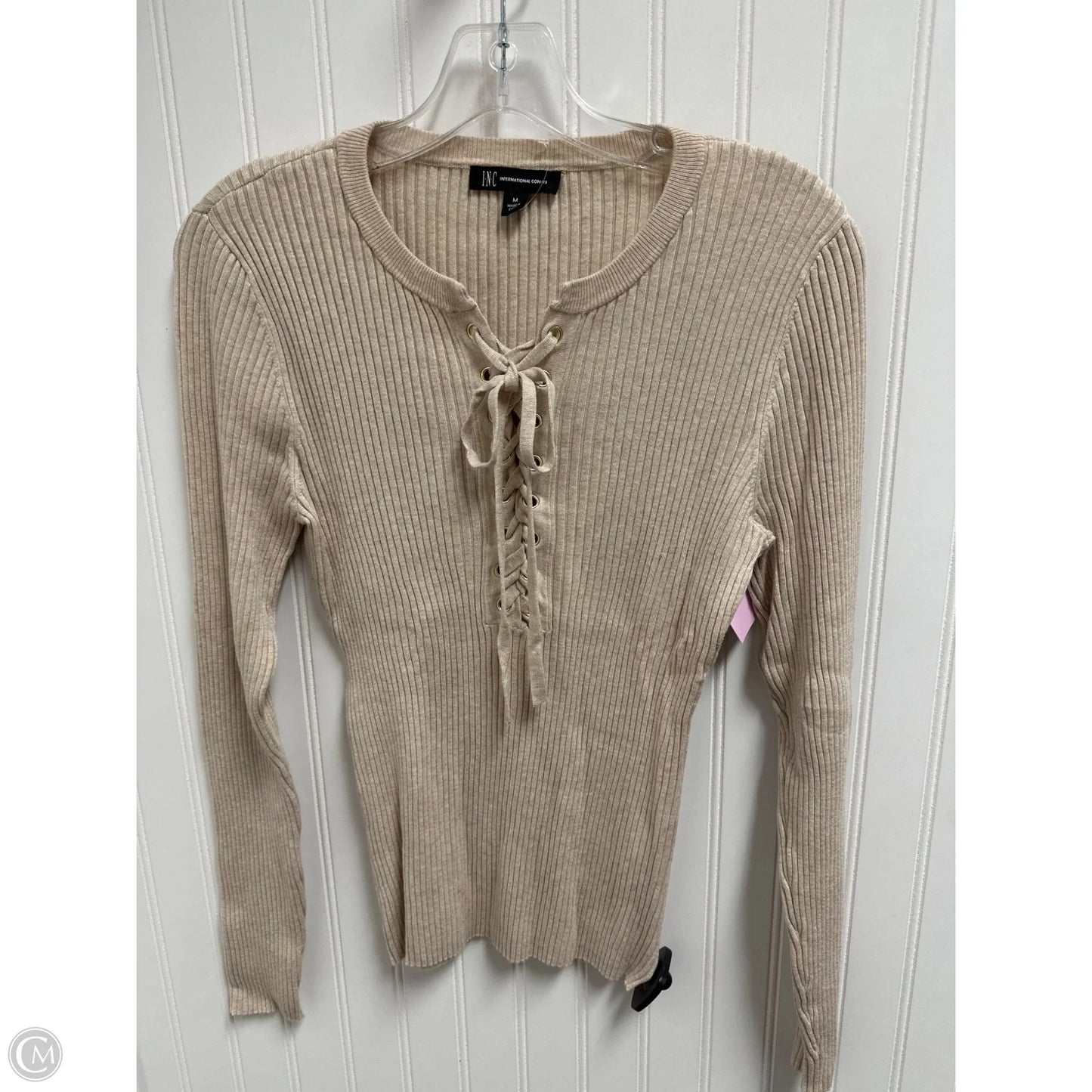 Top Long Sleeve By Inc In Beige, Size: M