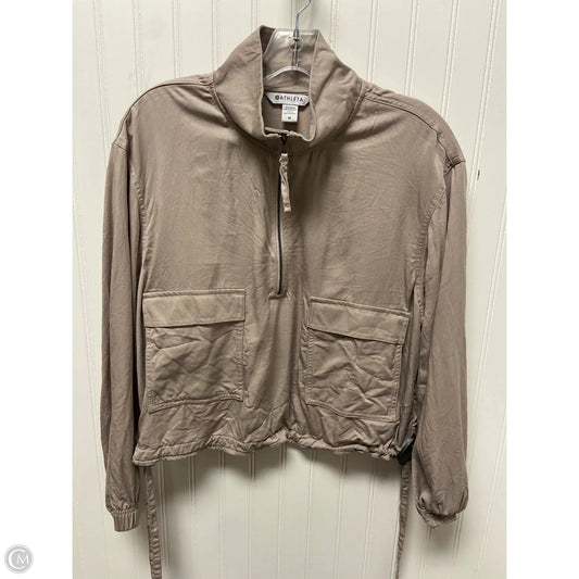 Athletic Top Long Sleeve Collar By Athleta In Taupe, Size: M
