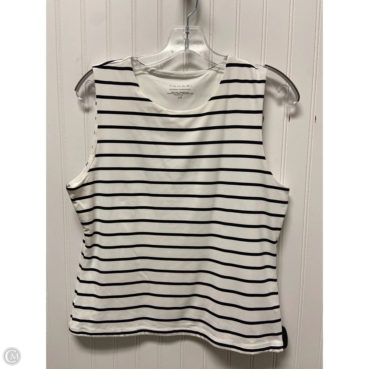 Top Sleeveless Basic By Tahari In Striped Pattern, Size: L
