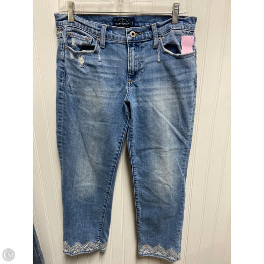 Jeans Cropped By Lucky Brand In Blue Denim, Size: 8