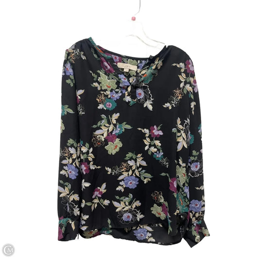Top Long Sleeve Basic By Loft In Floral Print, Size: S