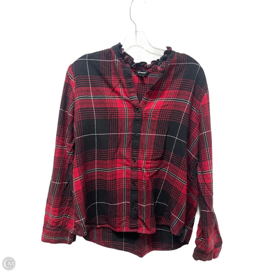 Top Long Sleeve Basic By Express In Black & Red, Size: M