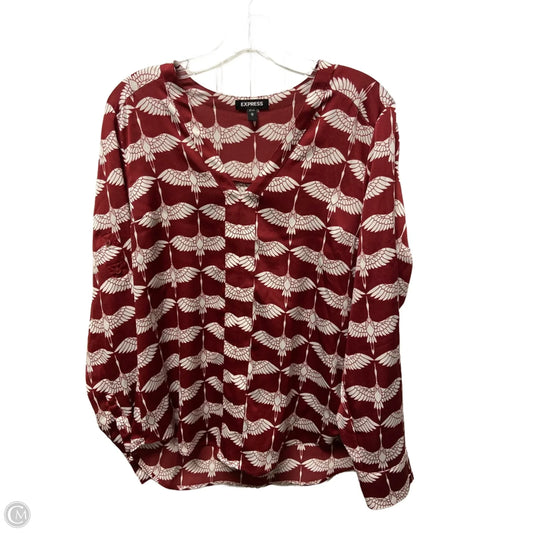 Top Long Sleeve By Express In Red, Size: M