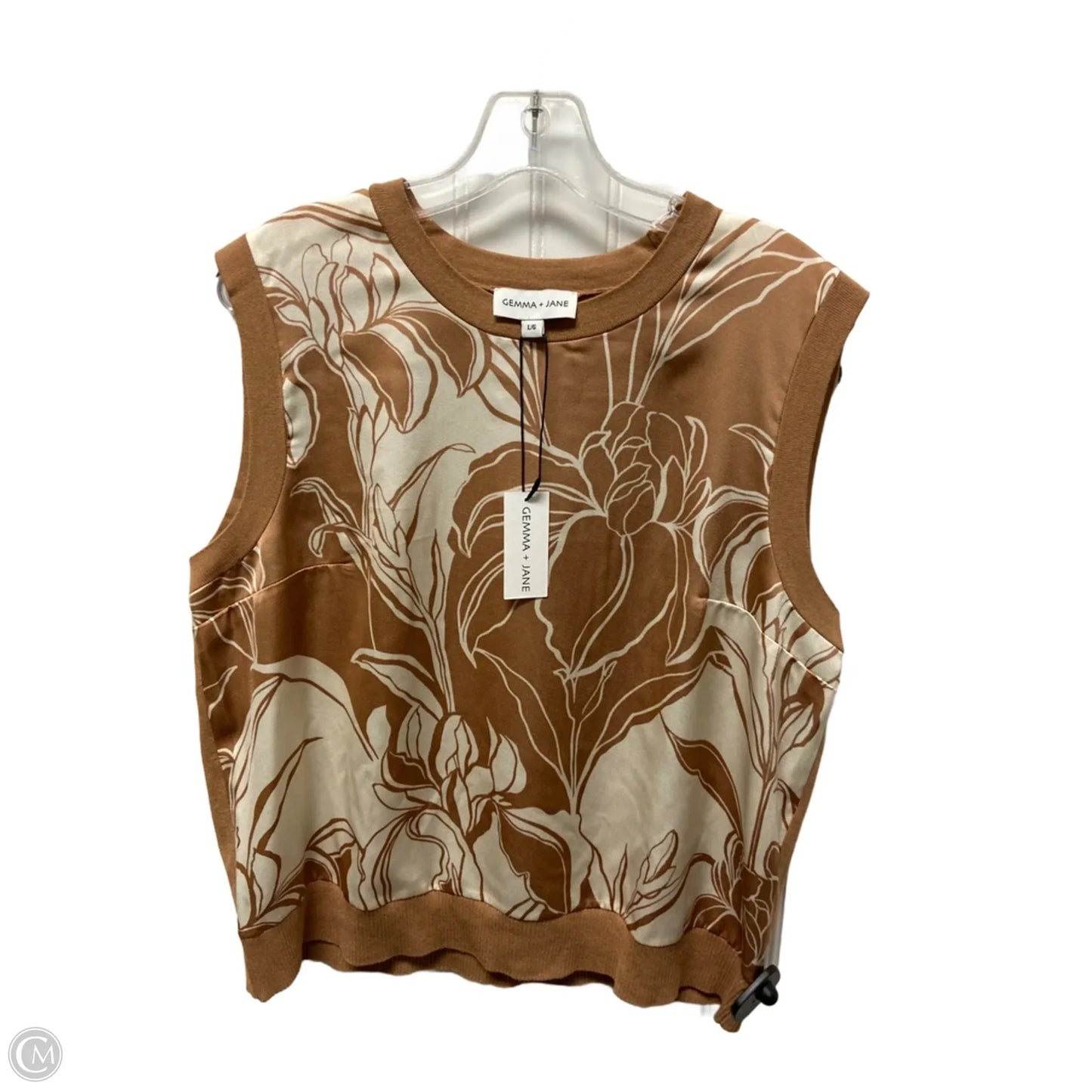 Top Sleeveless By Cmc In Brown, Size: L