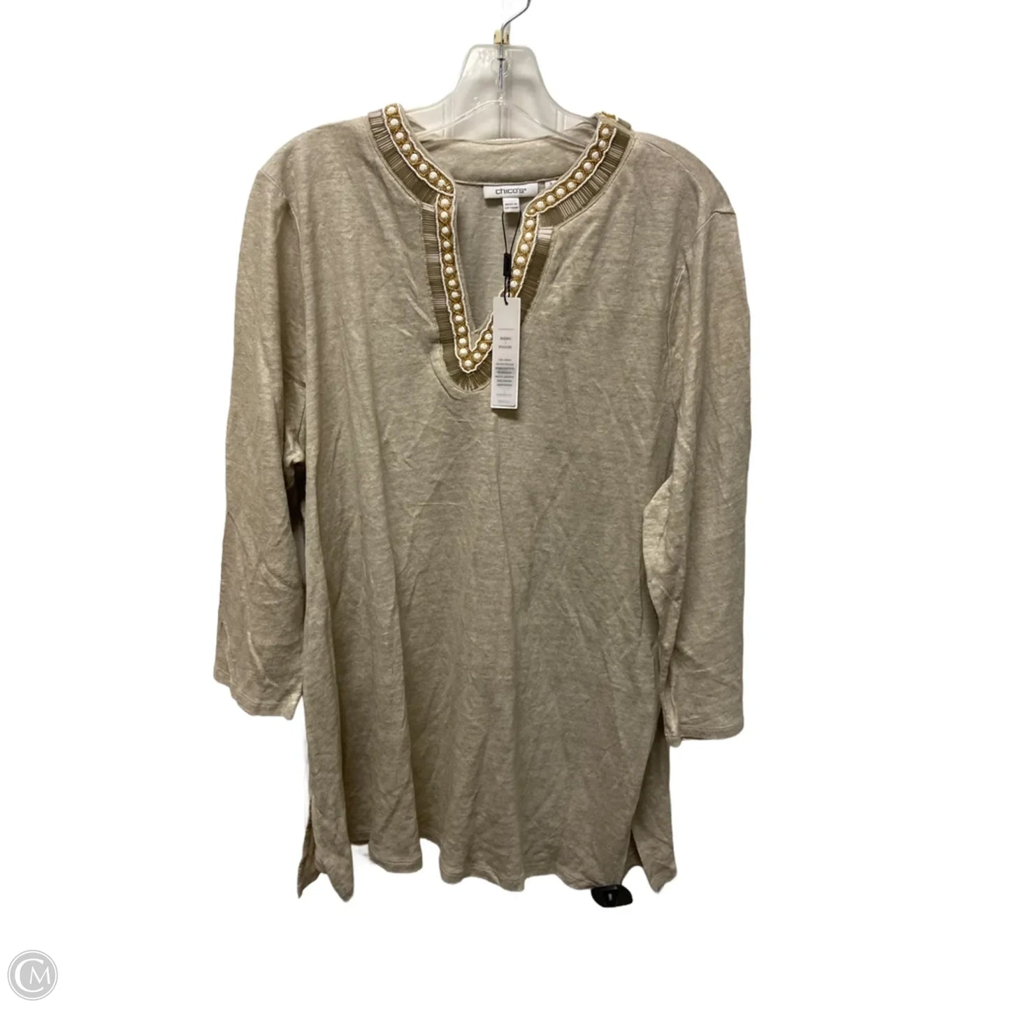 Top Long Sleeve By Chicos In Beige, Size: Xl