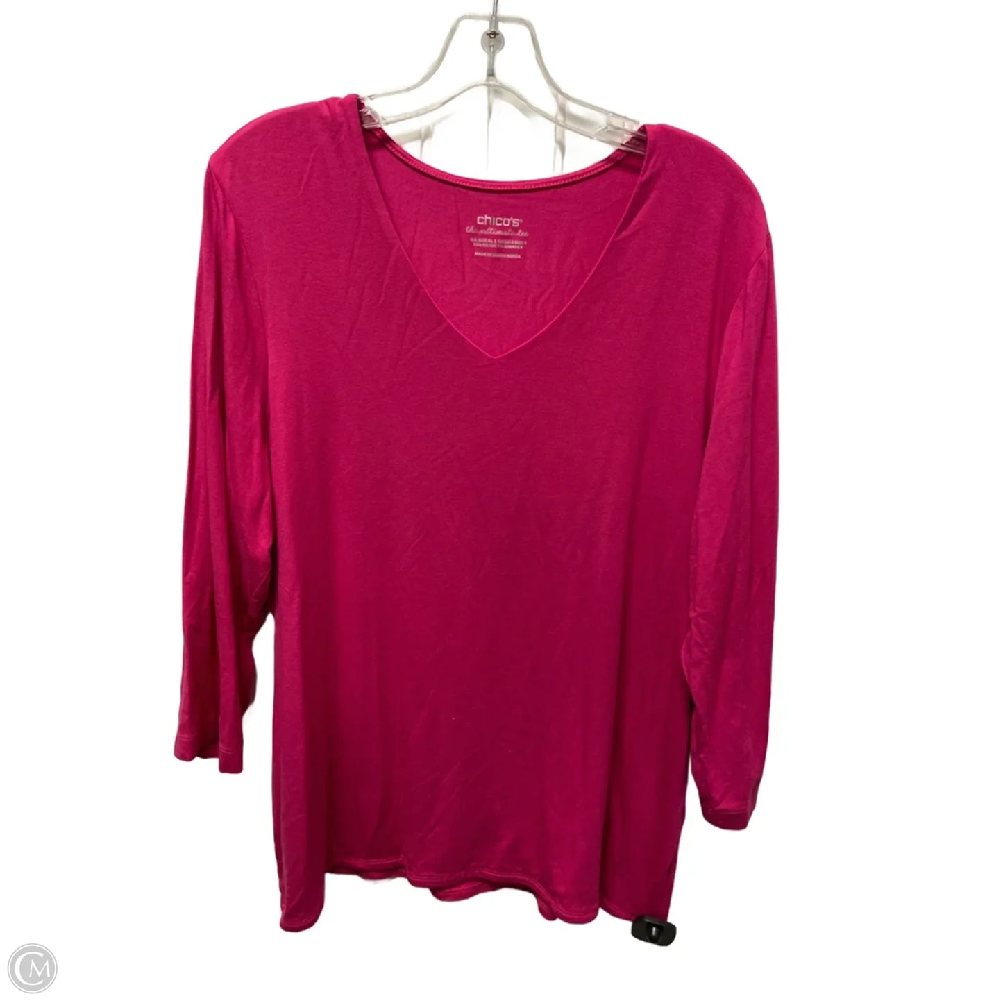 Top Long Sleeve Basic By Chicos In Pink, Size: Xl