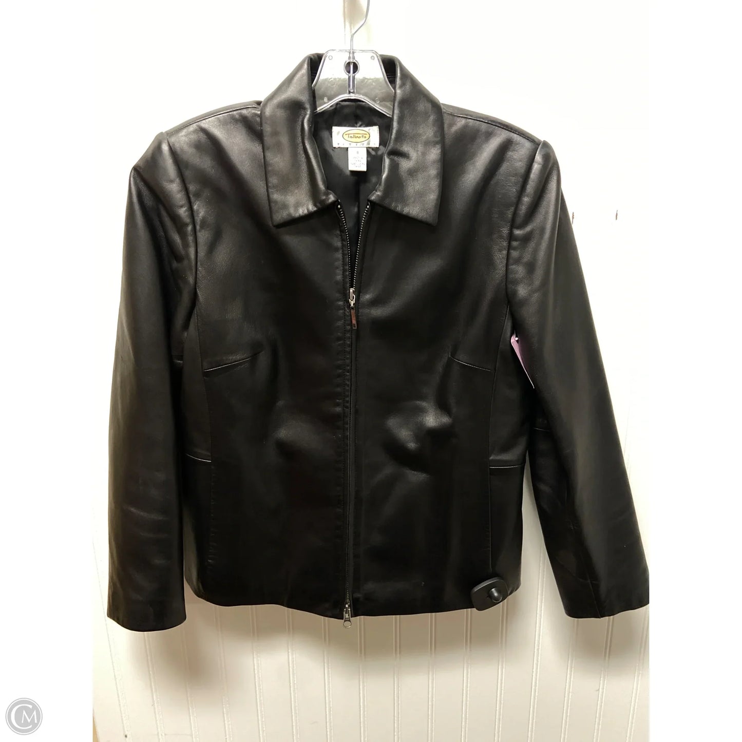 Jacket Moto Leather By Talbots In Black, Size: 0