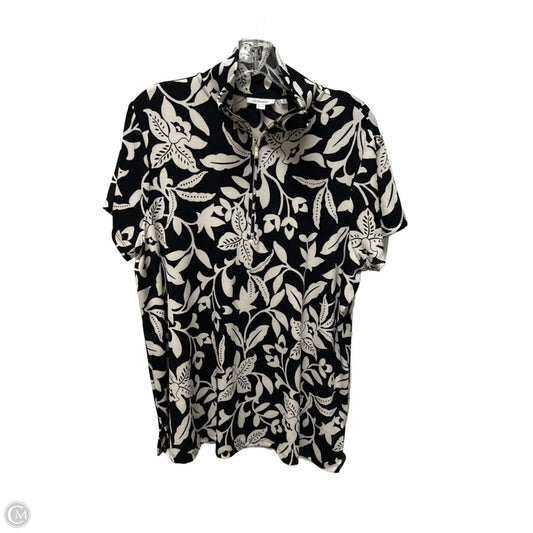 Top Short Sleeve By Chicos In Black & Cream, Size: Xl