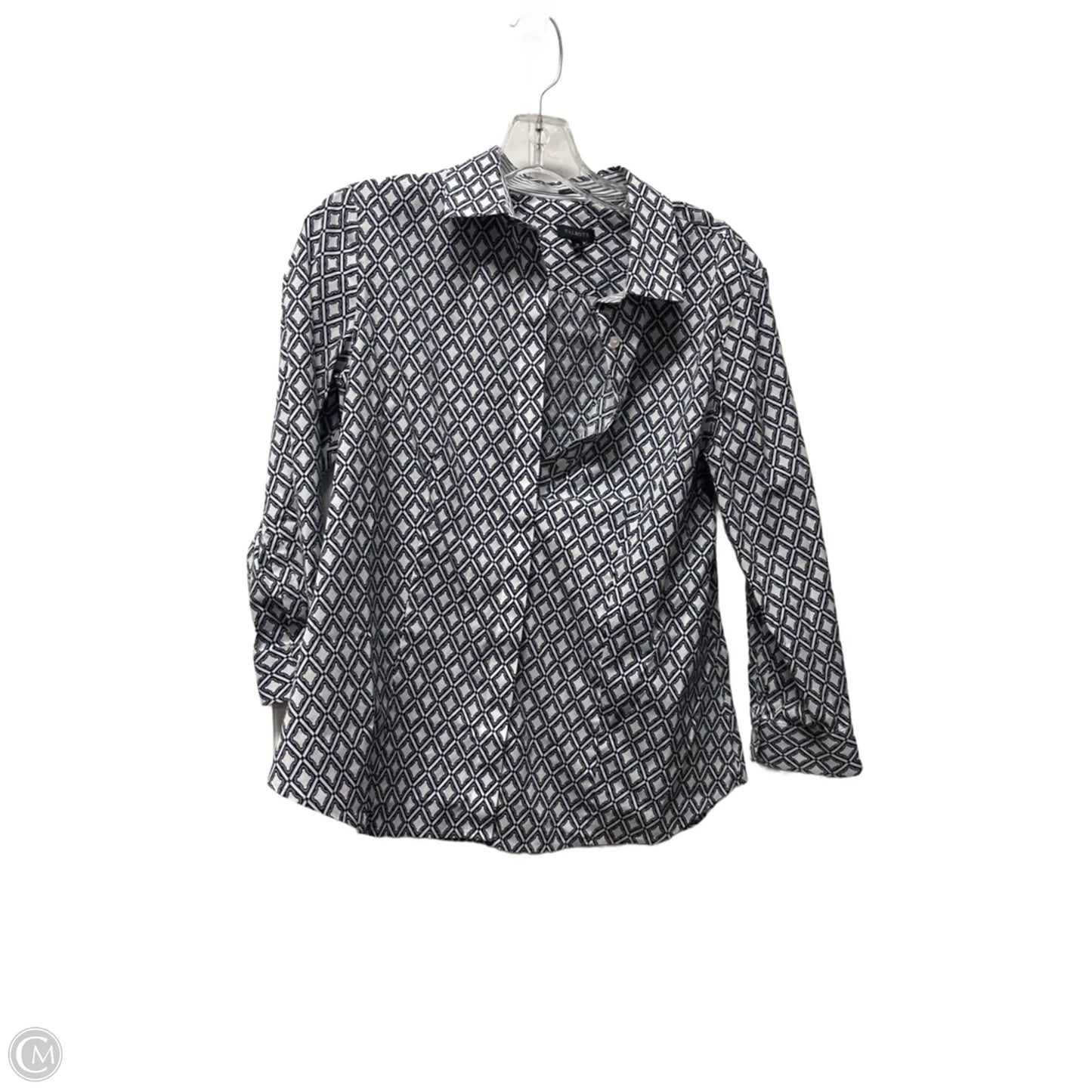 Top Long Sleeve Basic By Talbots In Blue & White, Size: M