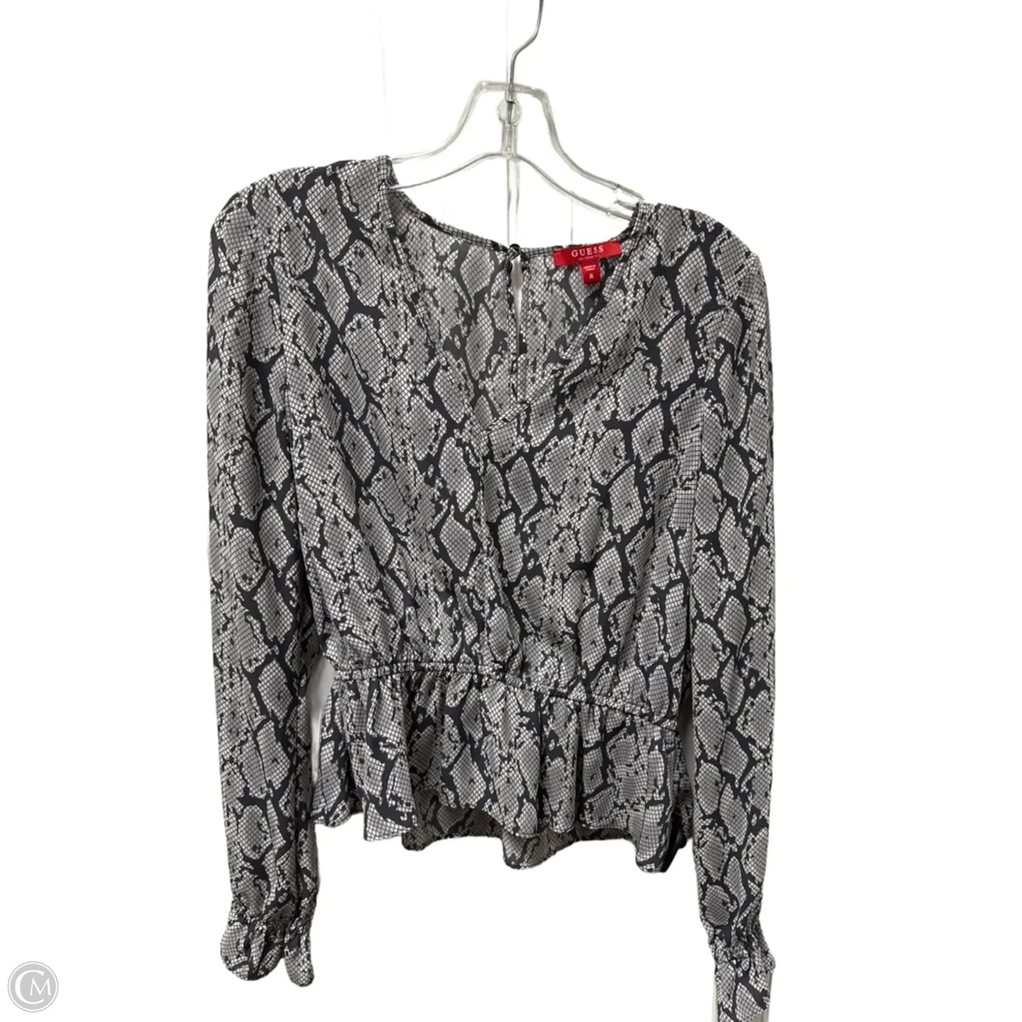 Top Long Sleeve By Guess In Snakeskin Print, Size: M