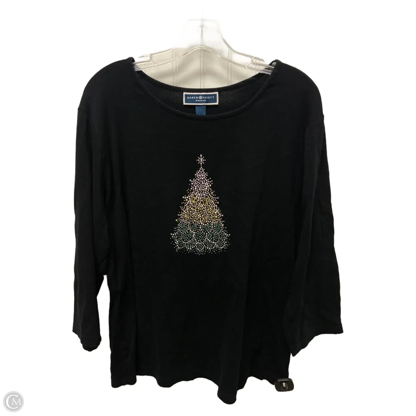 Top Long Sleeve Basic By Karen Scott In Black, Size: 1x